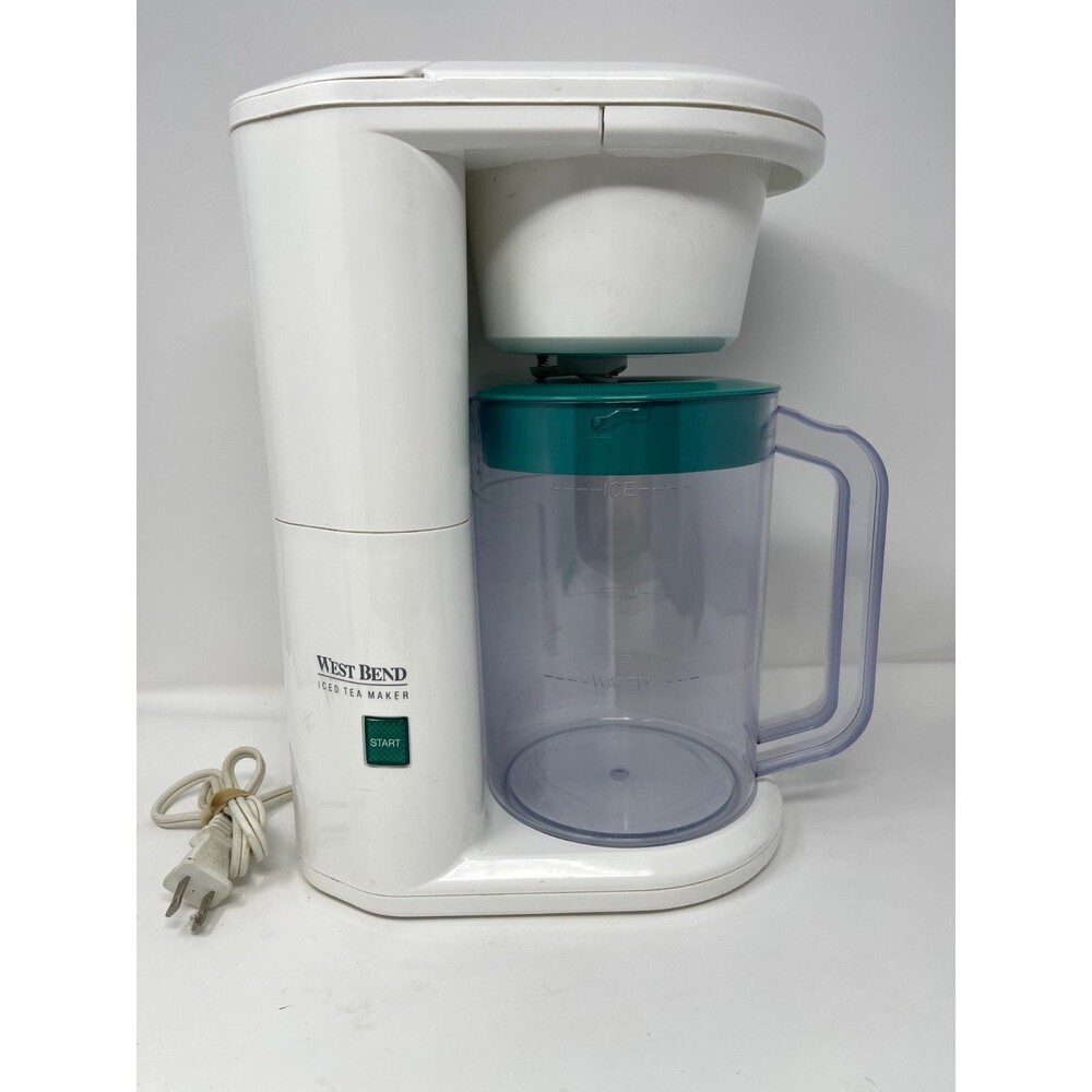 West Bend 2-Qt Electric Iced Tea Maker White/Teal Model 6050 Tested/Works CLEAN